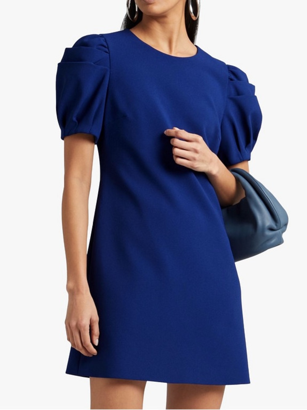 Alice + Olivia Hanita Blue Puff-Sleeve  shift Dress Sz 0